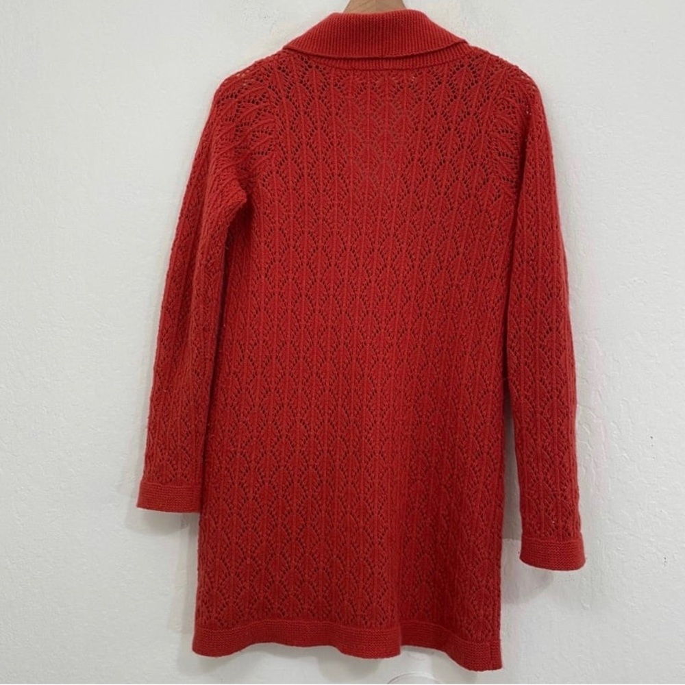 Sparrow Women’s S Coral Lambswool Open Knit Button Front Cardigan Sweater - Picture 4 of 4